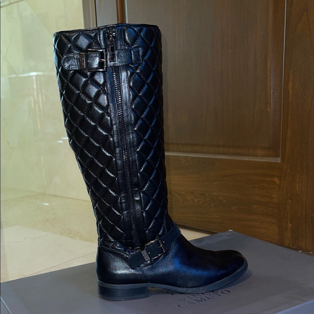 Vince Camuto Black Quilted Over the Knee Boots